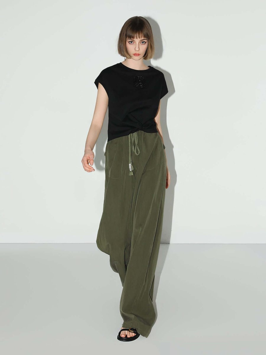 Drawstring Straight-Leg Lounge Pants