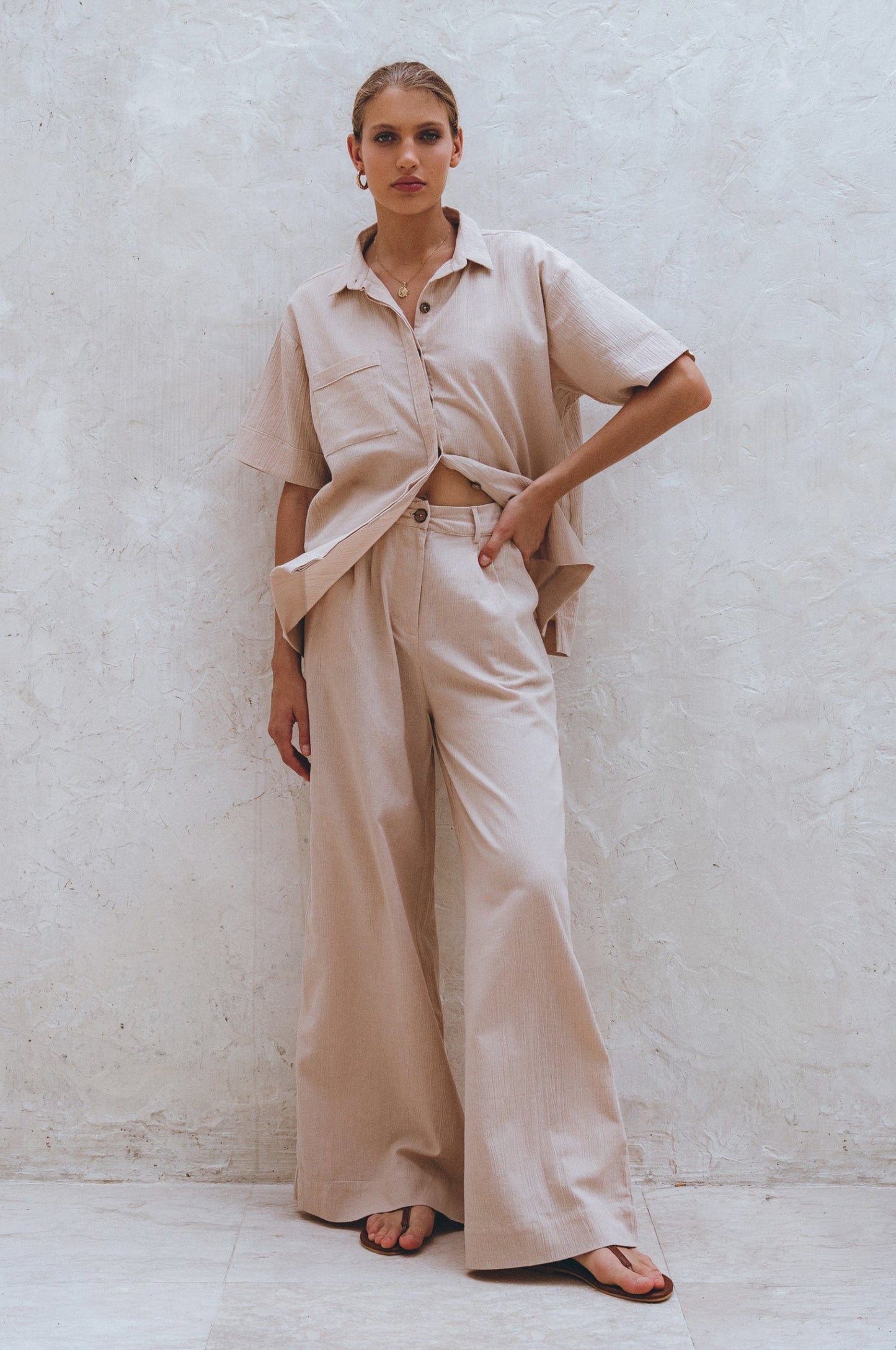Raya Wide-Leg Linen Trousers