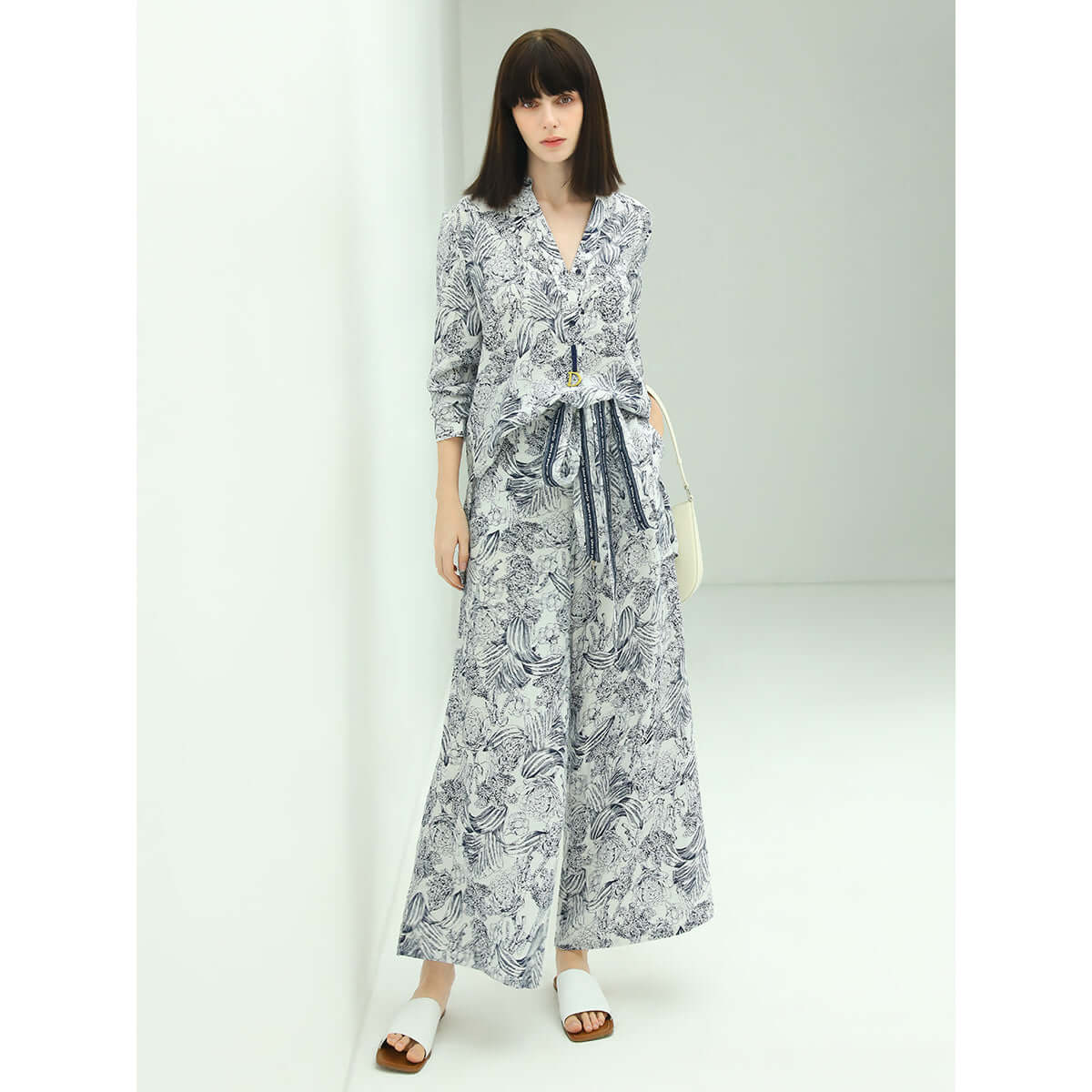 Breezy Floral Wide-Leg Tie-Waist Pants
