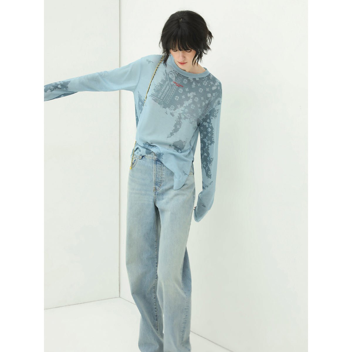 Bleached Low-Rise Straight-Leg Jeans