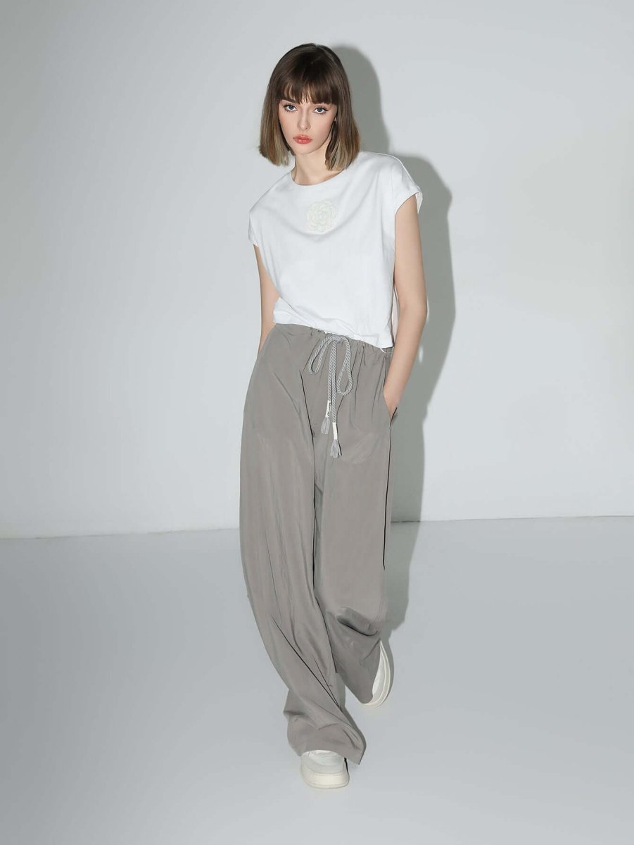 Drawstring Straight-Leg Lounge Pants